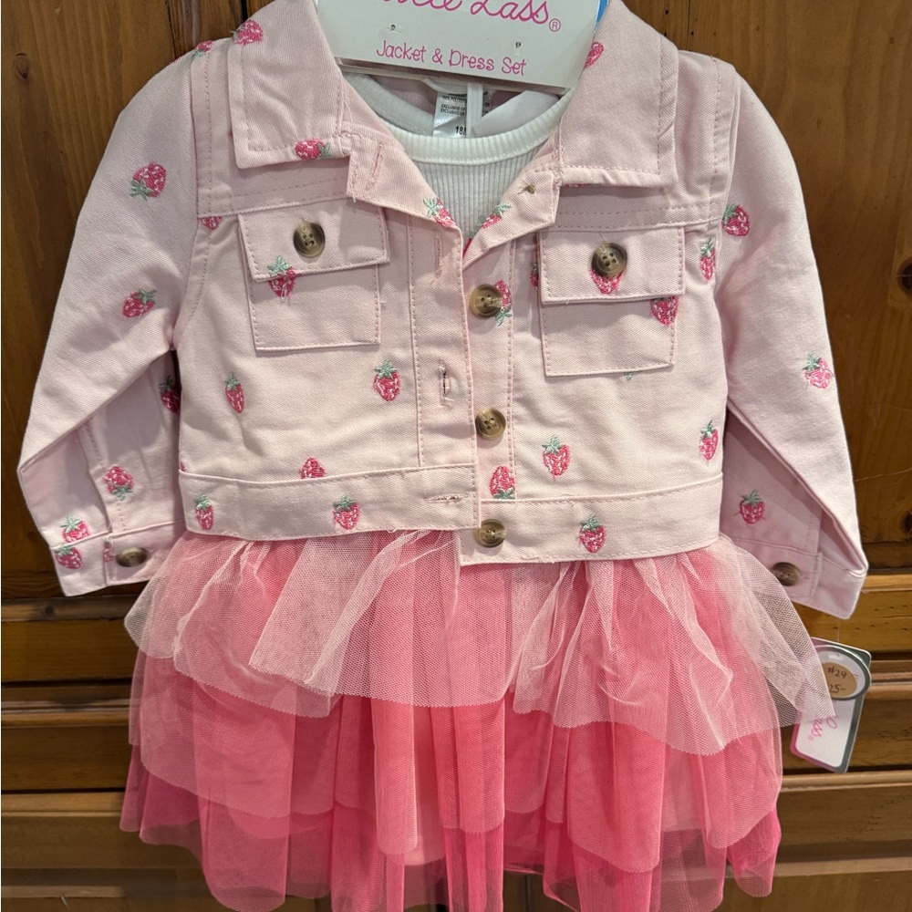Little Lass Pink Strawberry Dress Set